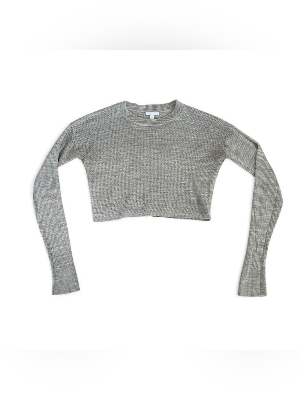 Abound Gray Waffle-Knit Cropped Long-Sleeve Top